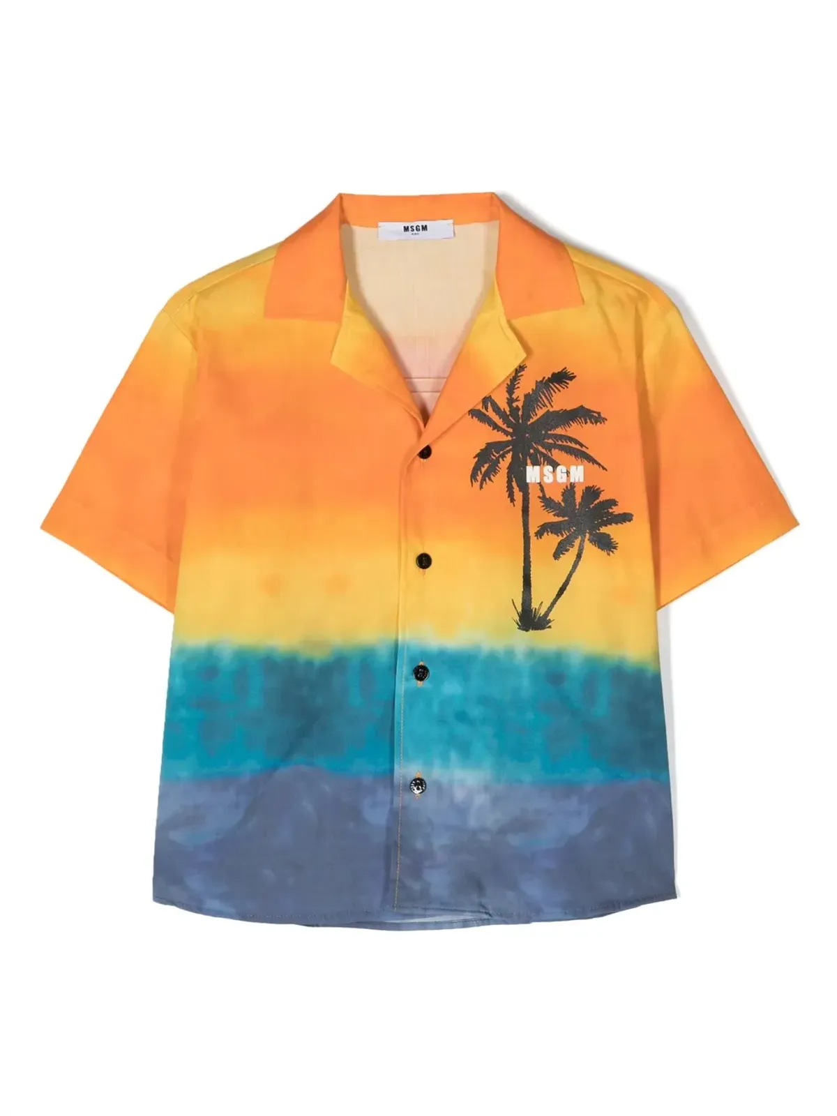 MSGM Kids パームツリー柄コットンシャツ - オレンジ - 画像1