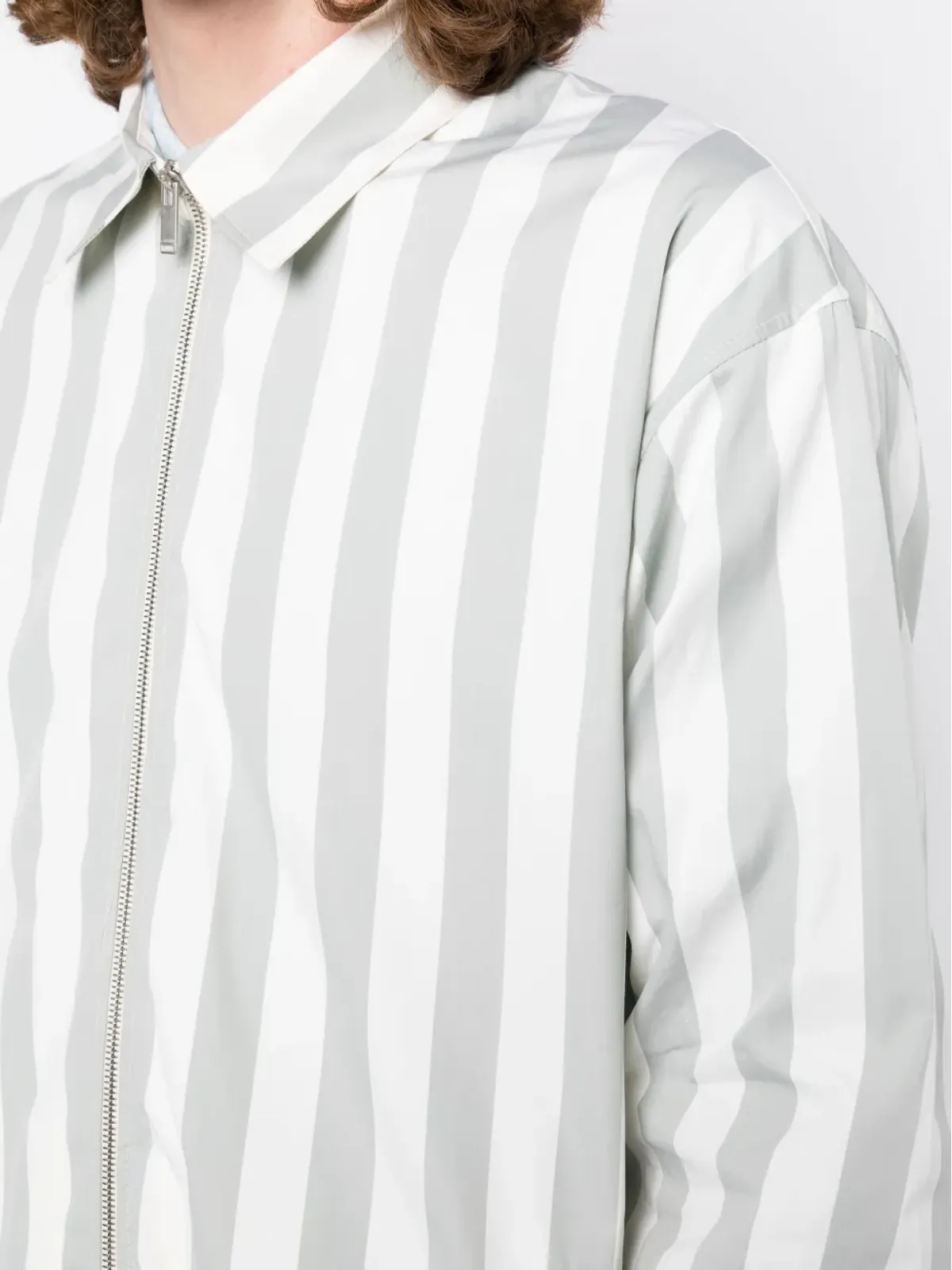 Lardini ストライプジップアップジャケット（グリーン） - 画像5