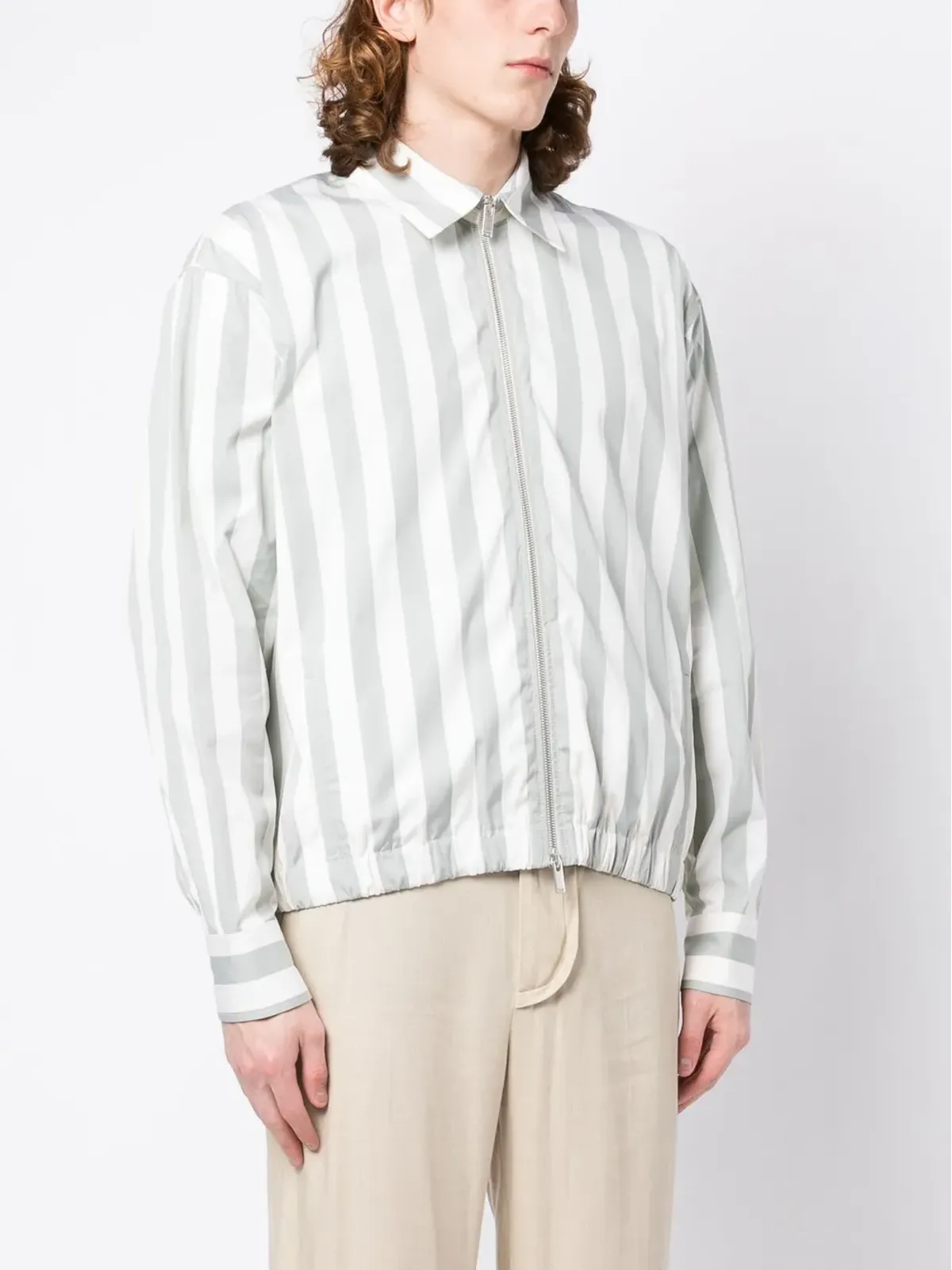 Lardini ストライプジップアップジャケット（グリーン） - 画像3