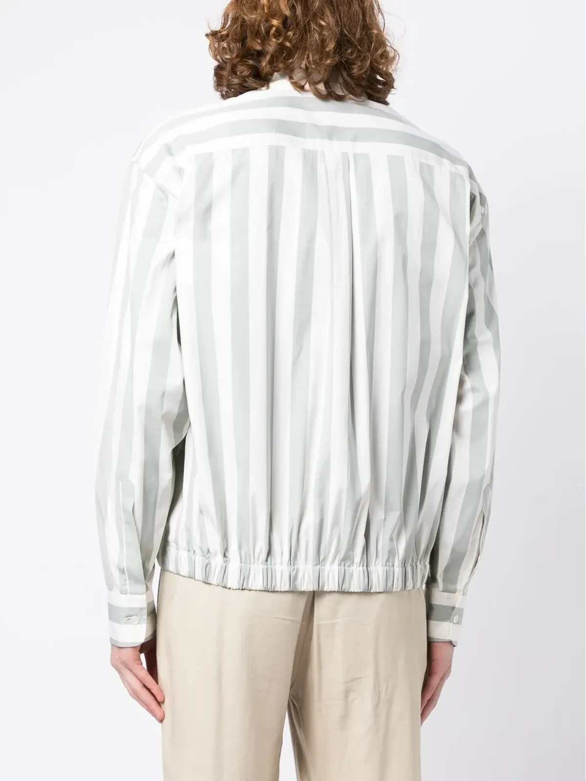 Lardini ストライプジップアップジャケット（グリーン） - 画像4