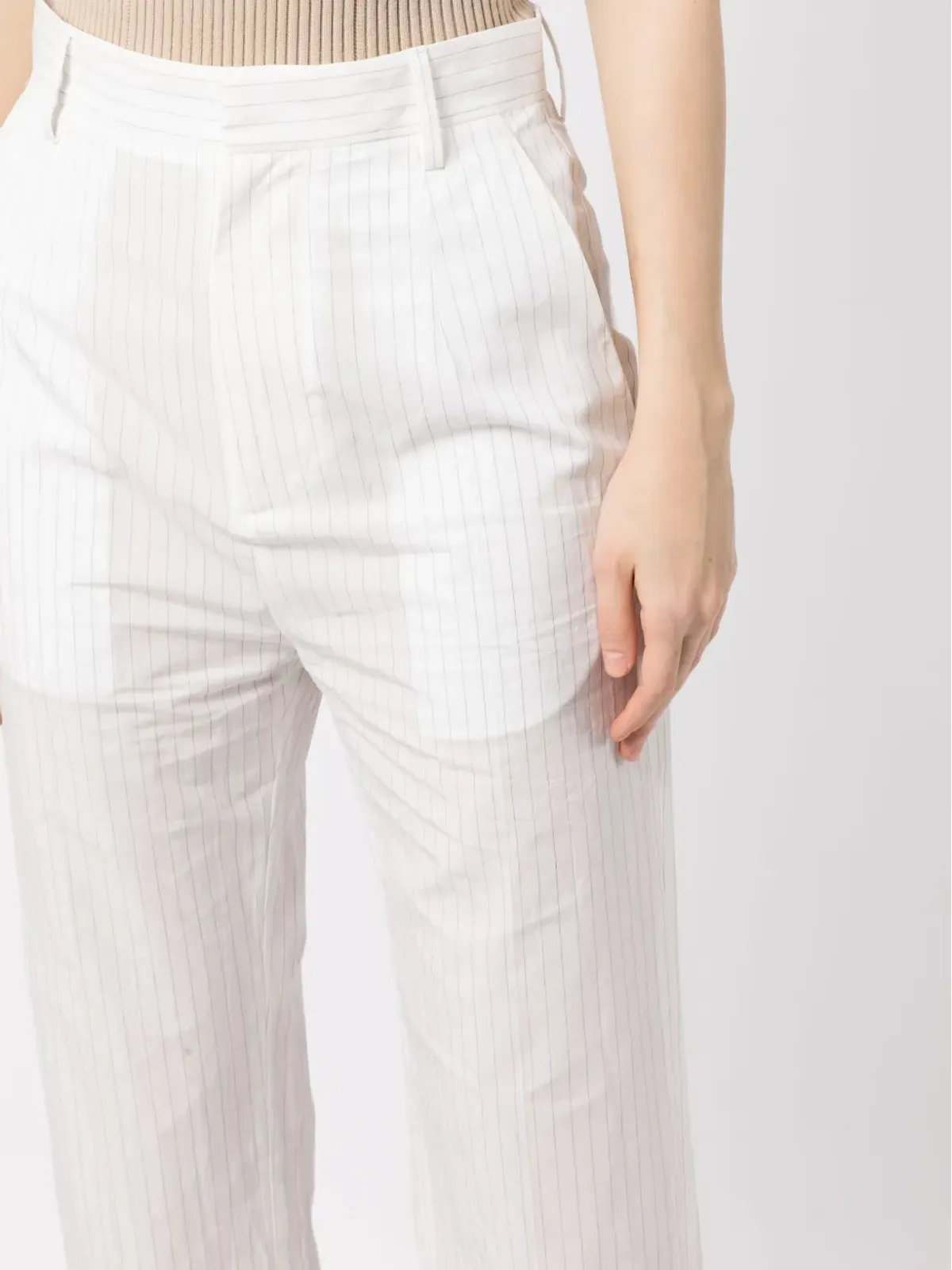 MM6 Maison Margiela ピンストライプ クロップドパンツ - 画像5