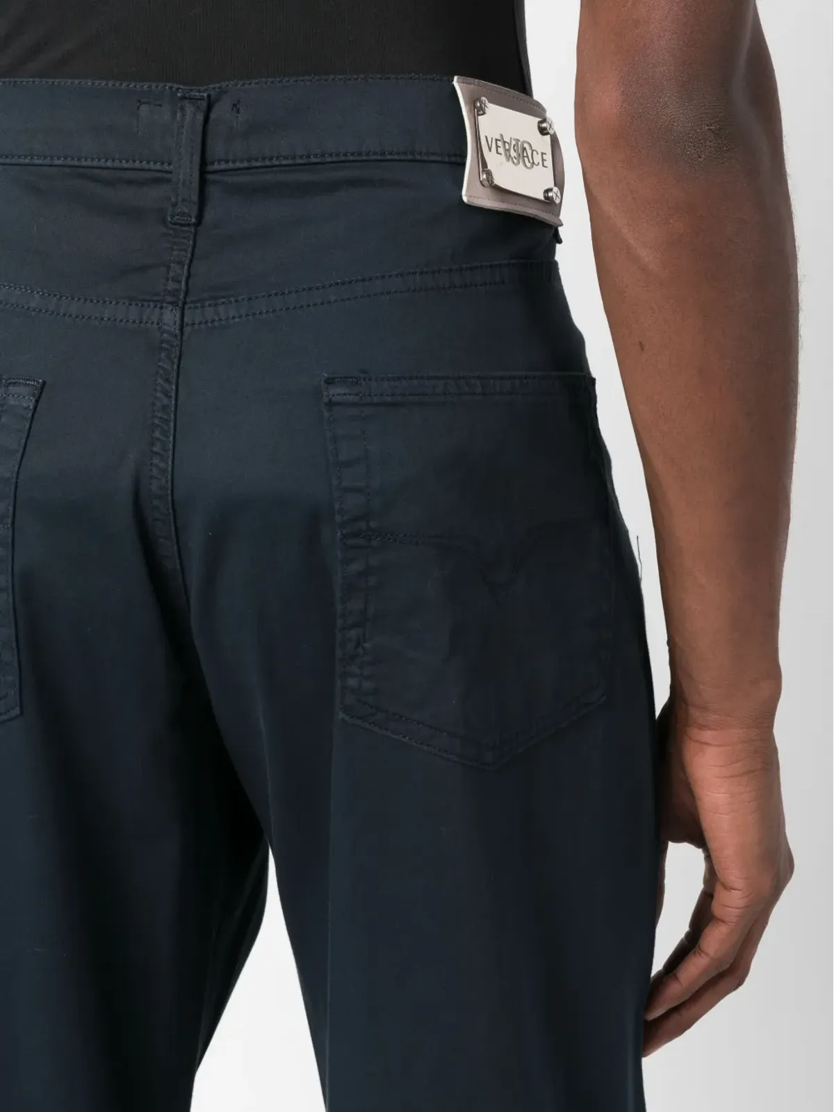 Versace Pre-Owned 2000s ハイウエスト ストレートレッグ チノパンツ - ブルー - 画像5