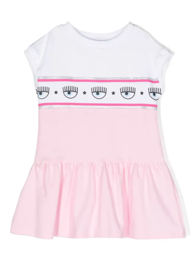 Chiara Ferragni Kids Chiara Ferragni Kids ロゴディテール コットン ドレスの商品画像