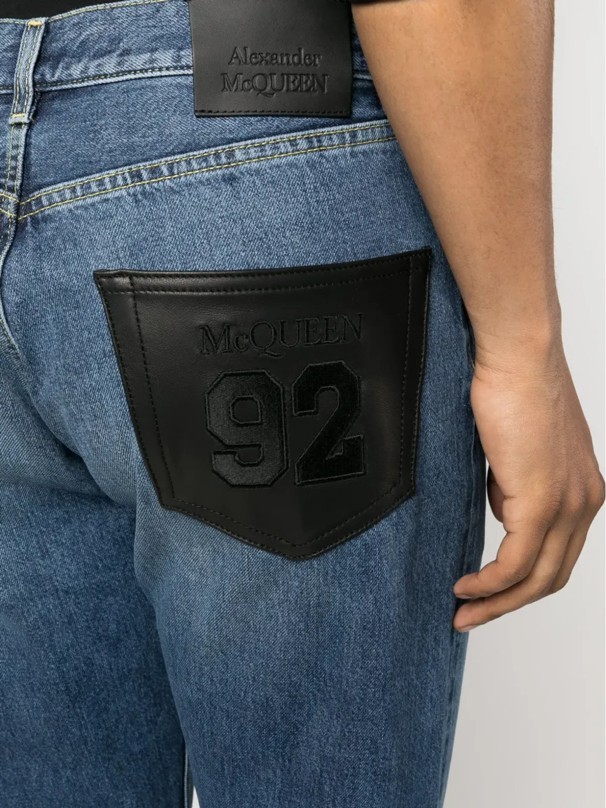 Alexander McQueen アップリケディテールのストレートレッグジーンズ ブルー - 画像5