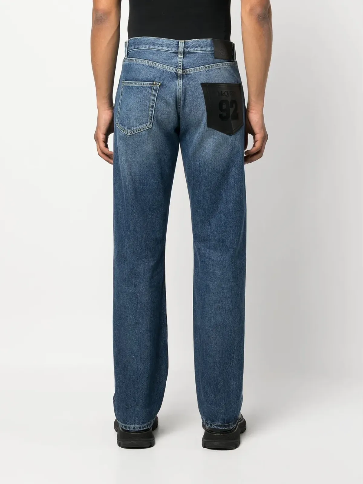 Alexander McQueen アップリケディテールのストレートレッグジーンズ ブルー - 画像4