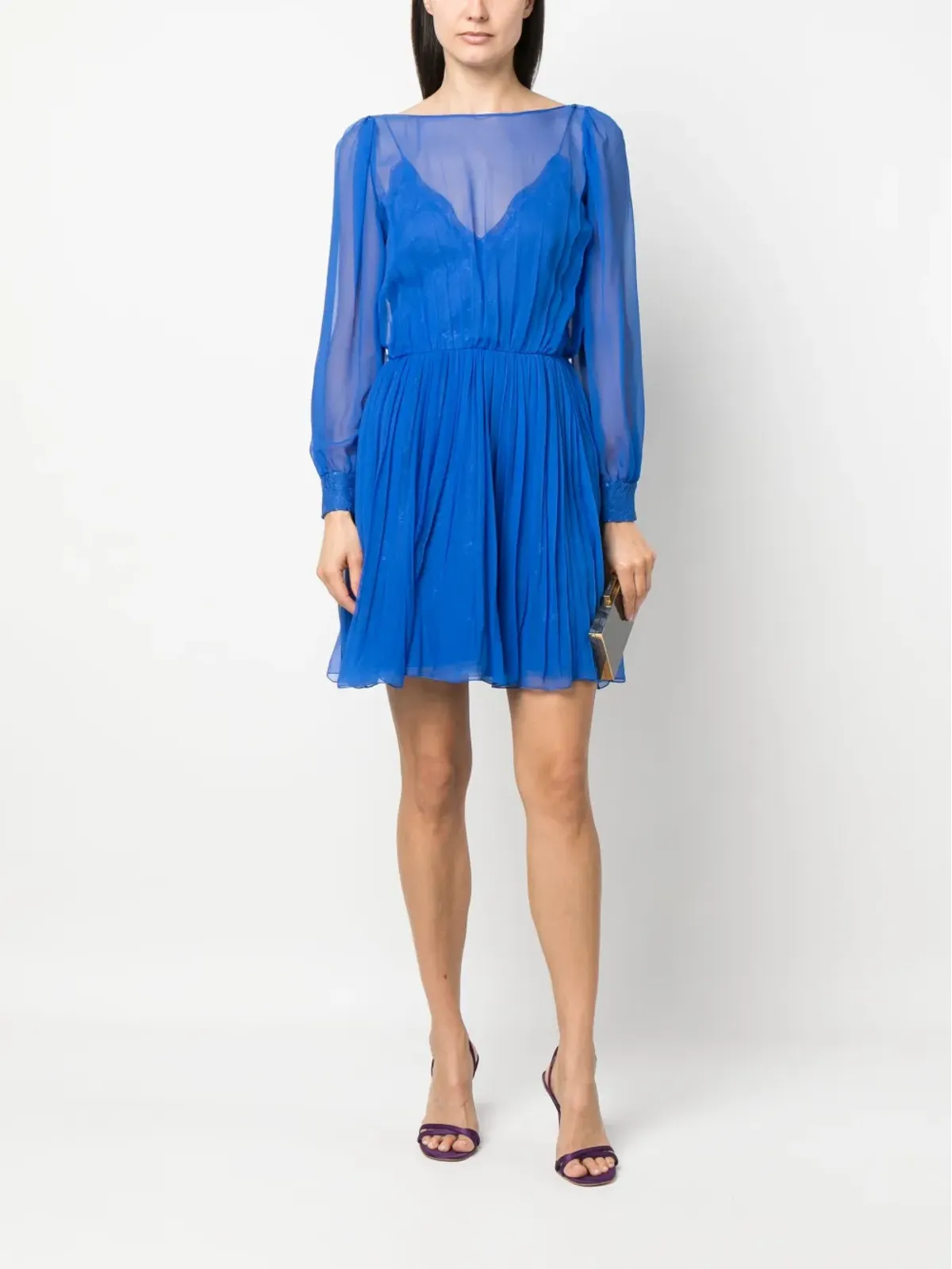 Alberta Ferretti レイヤードシルクミニドレス - 画像2