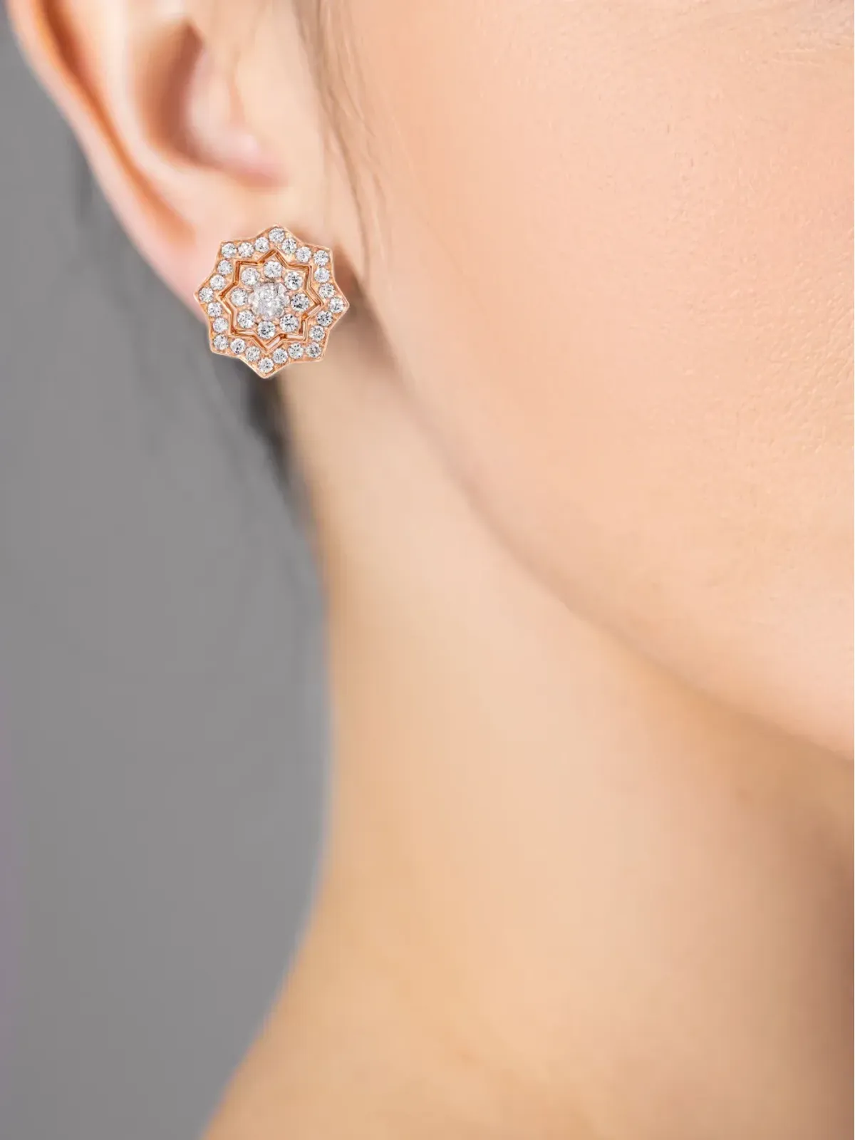 David Morris アストラ ダイヤモンド スタッド ピアス 18K ローズゴールド - 画像3
