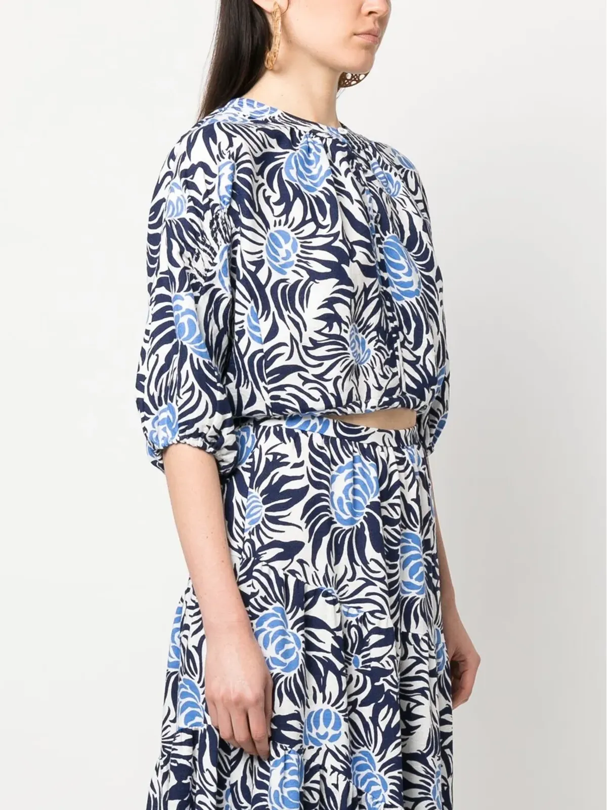 DVF Diane von Furstenberg 花柄プリント クロップドトップ - 画像3