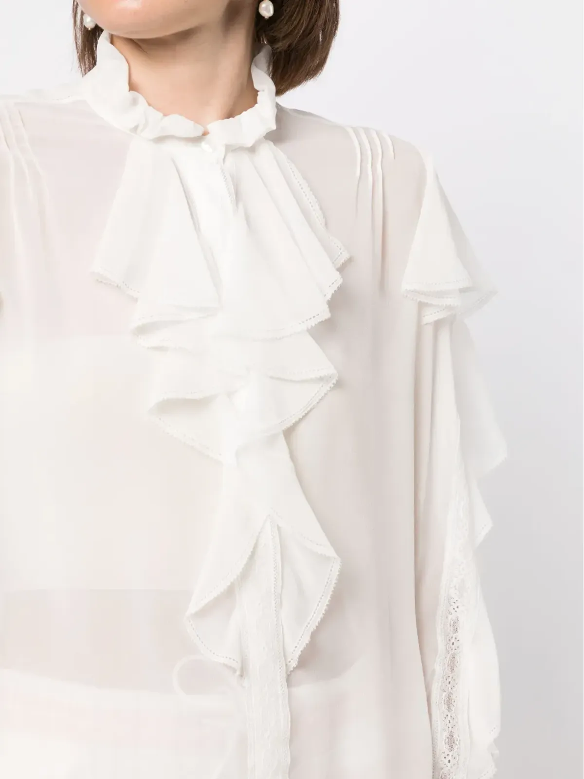 SHIATZY CHEN 透け感のあるシルクシャツ - ホワイト - 画像5