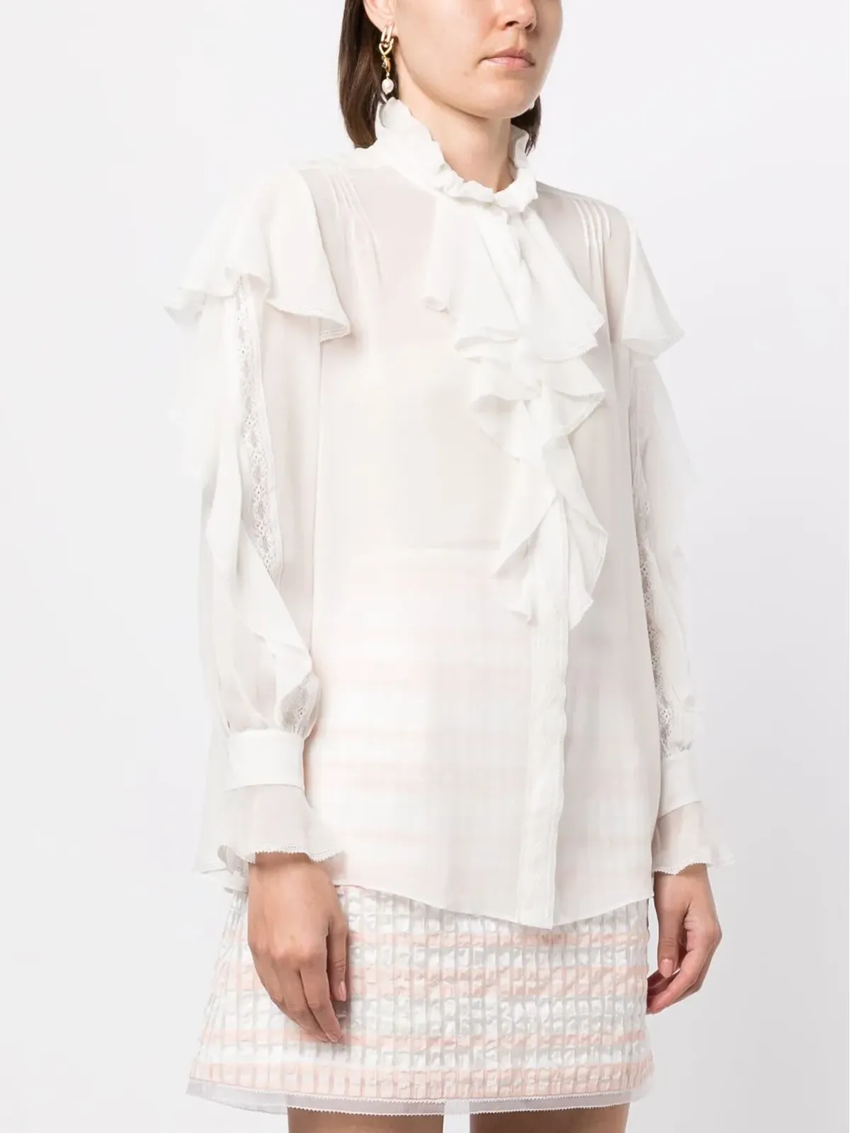 SHIATZY CHEN 透け感のあるシルクシャツ - ホワイト - 画像3