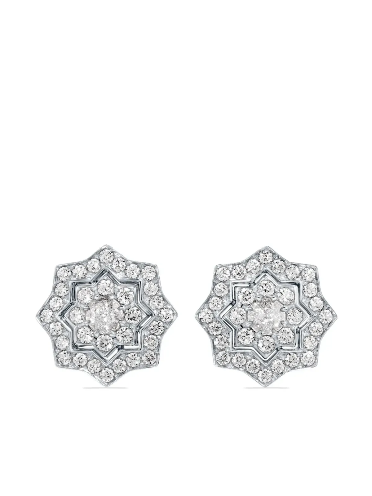 David Morris 18kt white gold Astra diamond stud earrings - Silver - 画像1