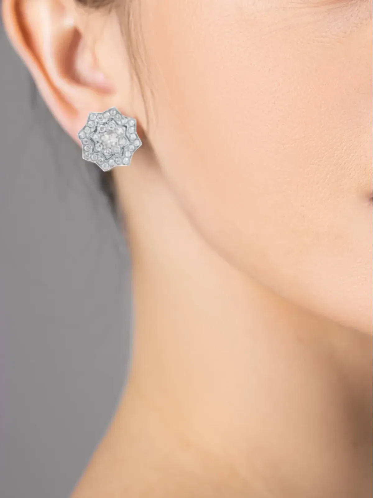 David Morris 18kt white gold Astra diamond stud earrings - Silver - 画像3