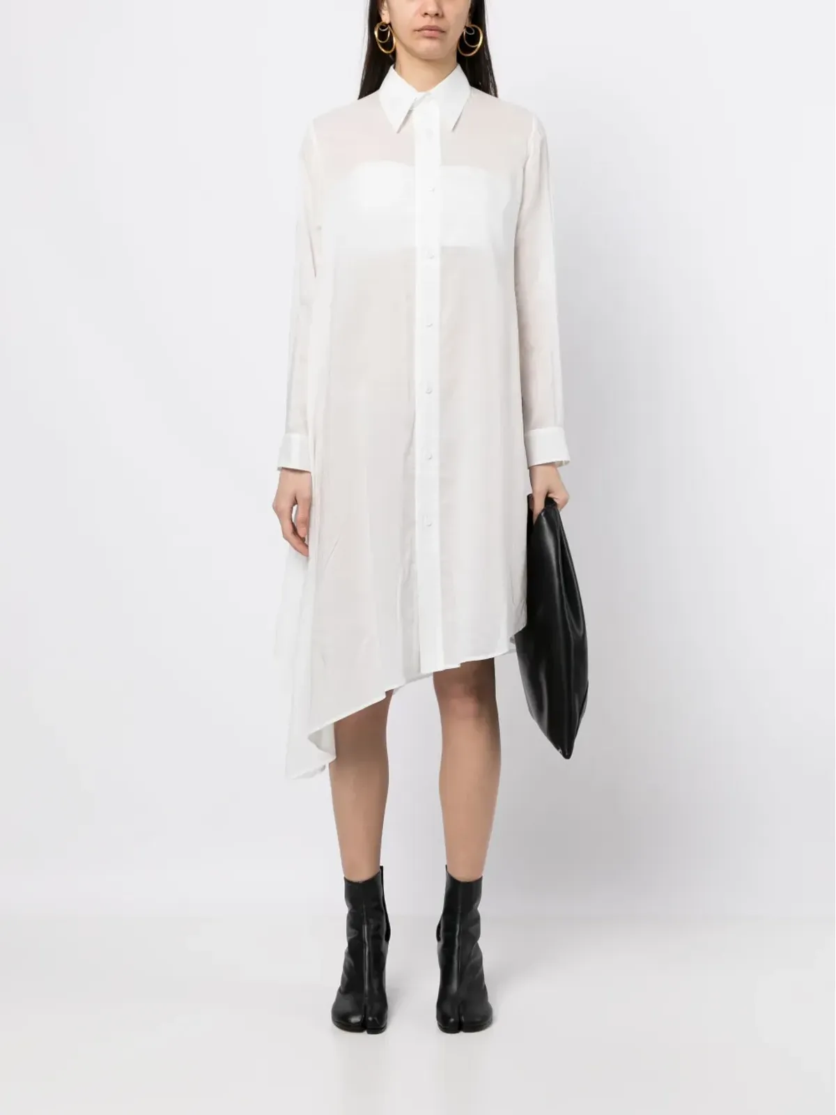 Yohji Yamamoto ドレープディテールのアシンメトリードレス - 画像2