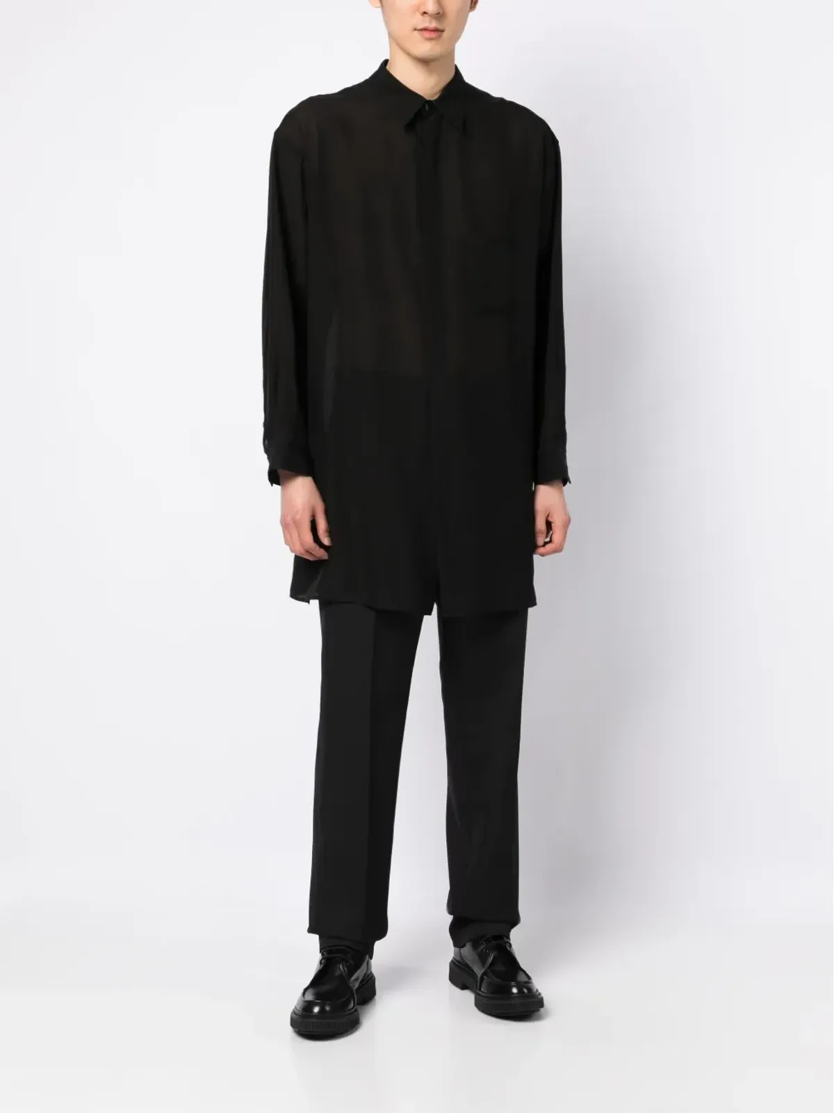 Yohji Yamamoto シアー仕上げ ロングシャツ - 画像2