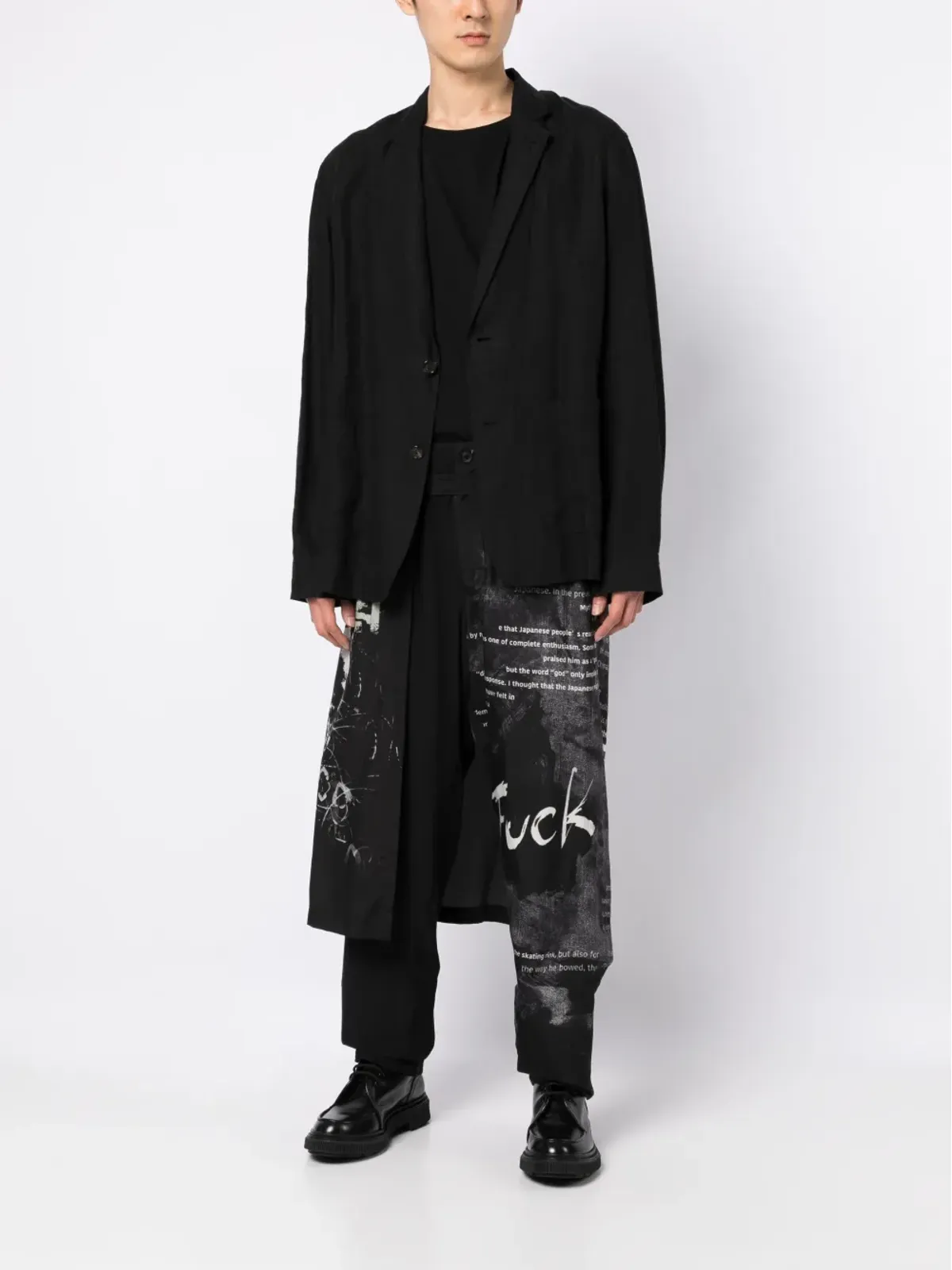 Yohji Yamamoto オーバーラッピングパネル・ストレートパンツ - 画像2