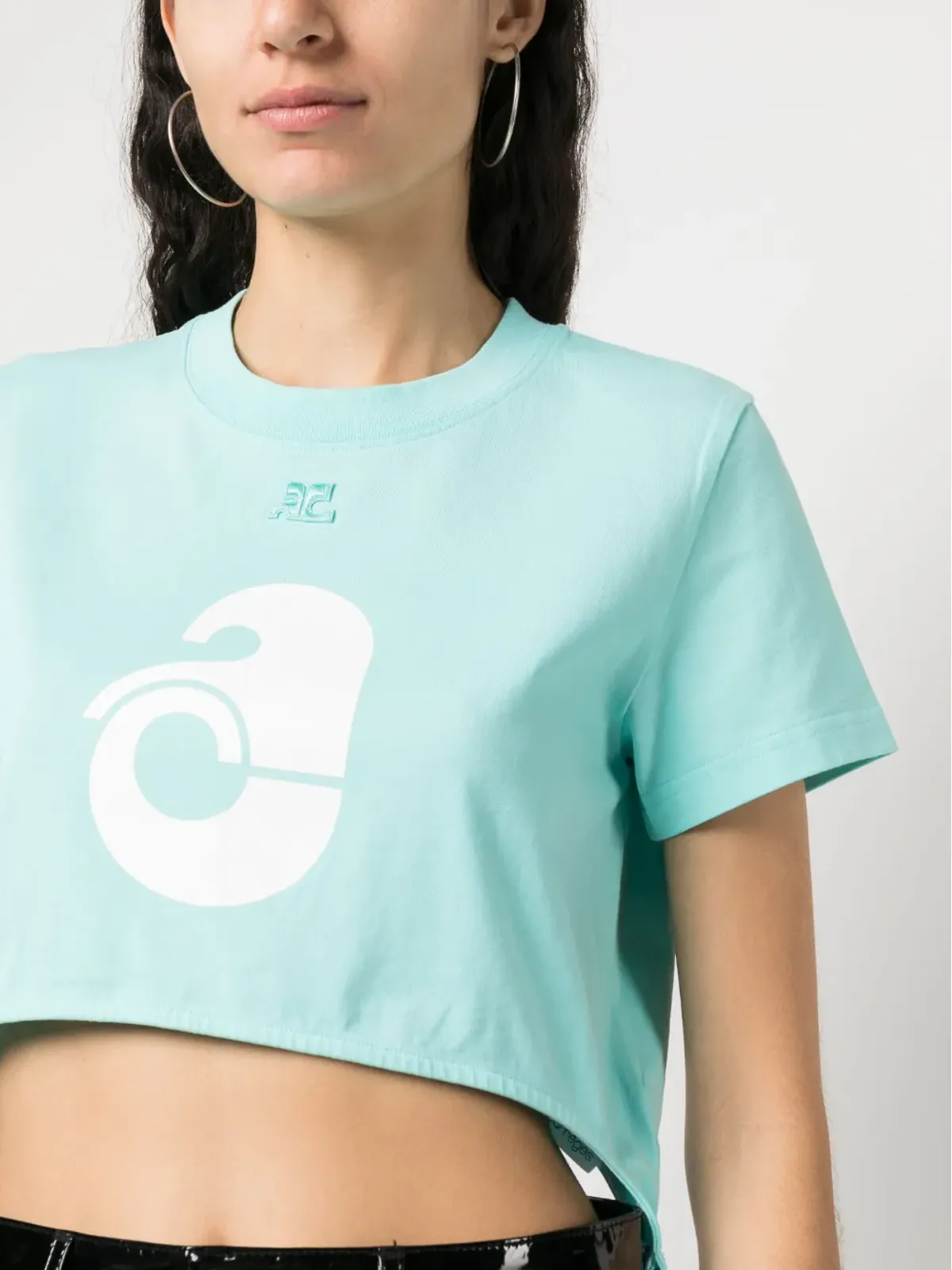 Courrèges サスペンダー風クロップドTシャツ - 画像5
