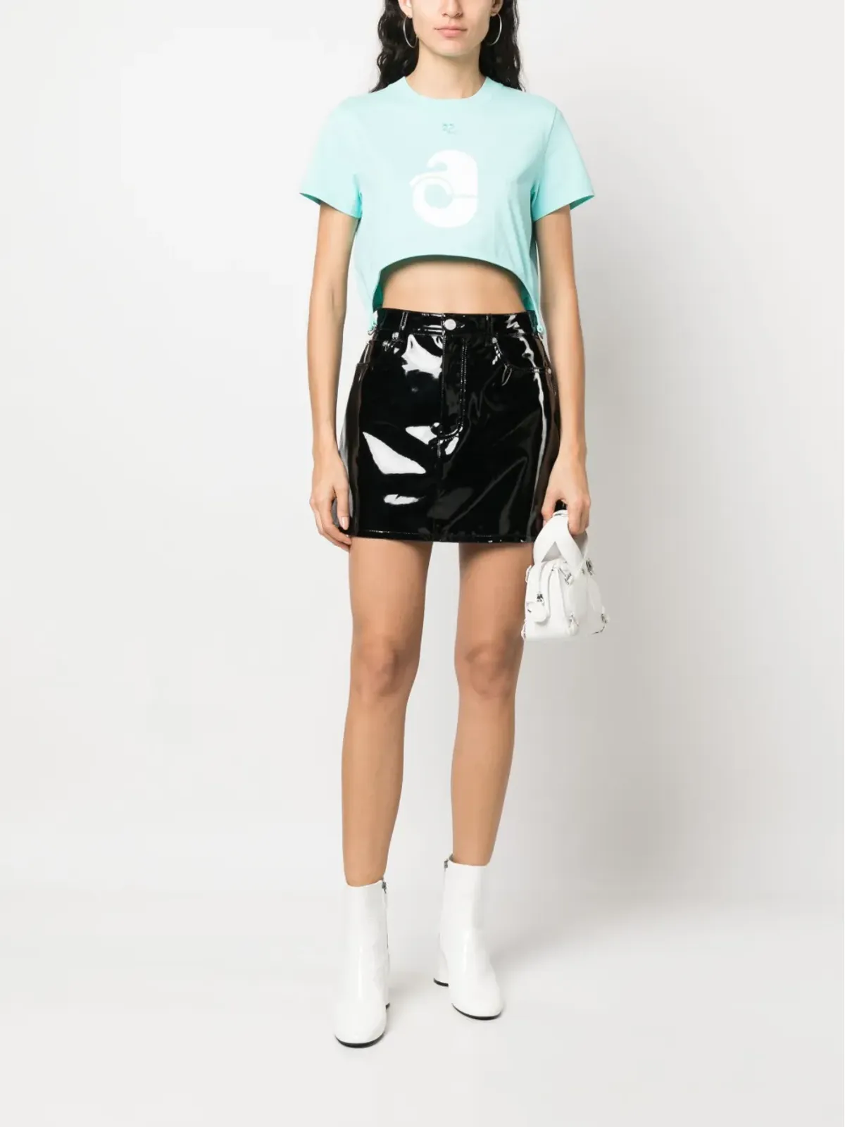 Courrèges サスペンダー風クロップドTシャツ - 画像2