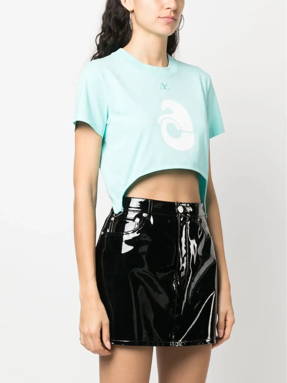 Courrèges サスペンダー風クロップドTシャツ - 画像3