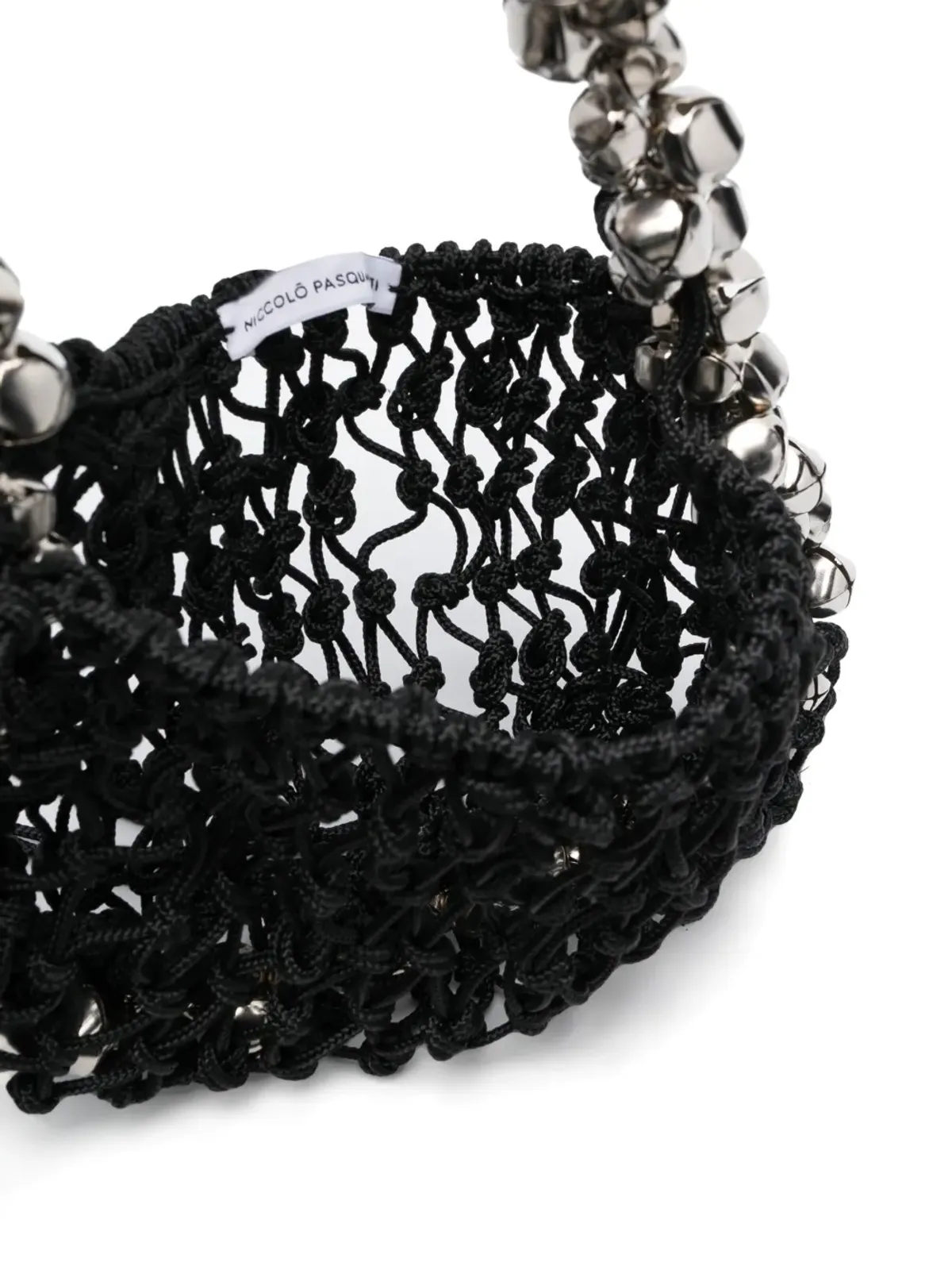 Niccolò Pasqualetti bell-detail woven tote bag - Black - 画像5