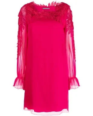 Alberta Ferretti ピンクの長袖シルクミニドレス - サムネイル1