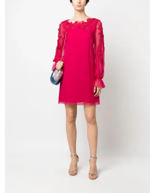 Alberta Ferretti ピンクの長袖シルクミニドレス - サムネイル2