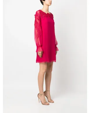 Alberta Ferretti ピンクの長袖シルクミニドレス - サムネイル3