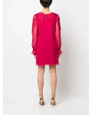 Alberta Ferretti ピンクの長袖シルクミニドレス - サムネイル4