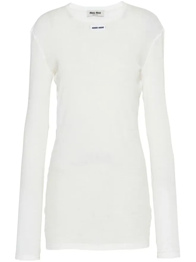 Miu Miu Miu Miu ロゴパッチ付きリブ編みジャージードレスの商品画像