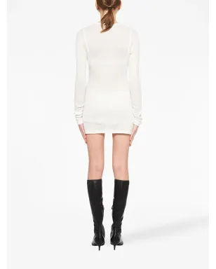 Miu Miu ロゴパッチ付きリブ編みジャージードレス - サムネイル4