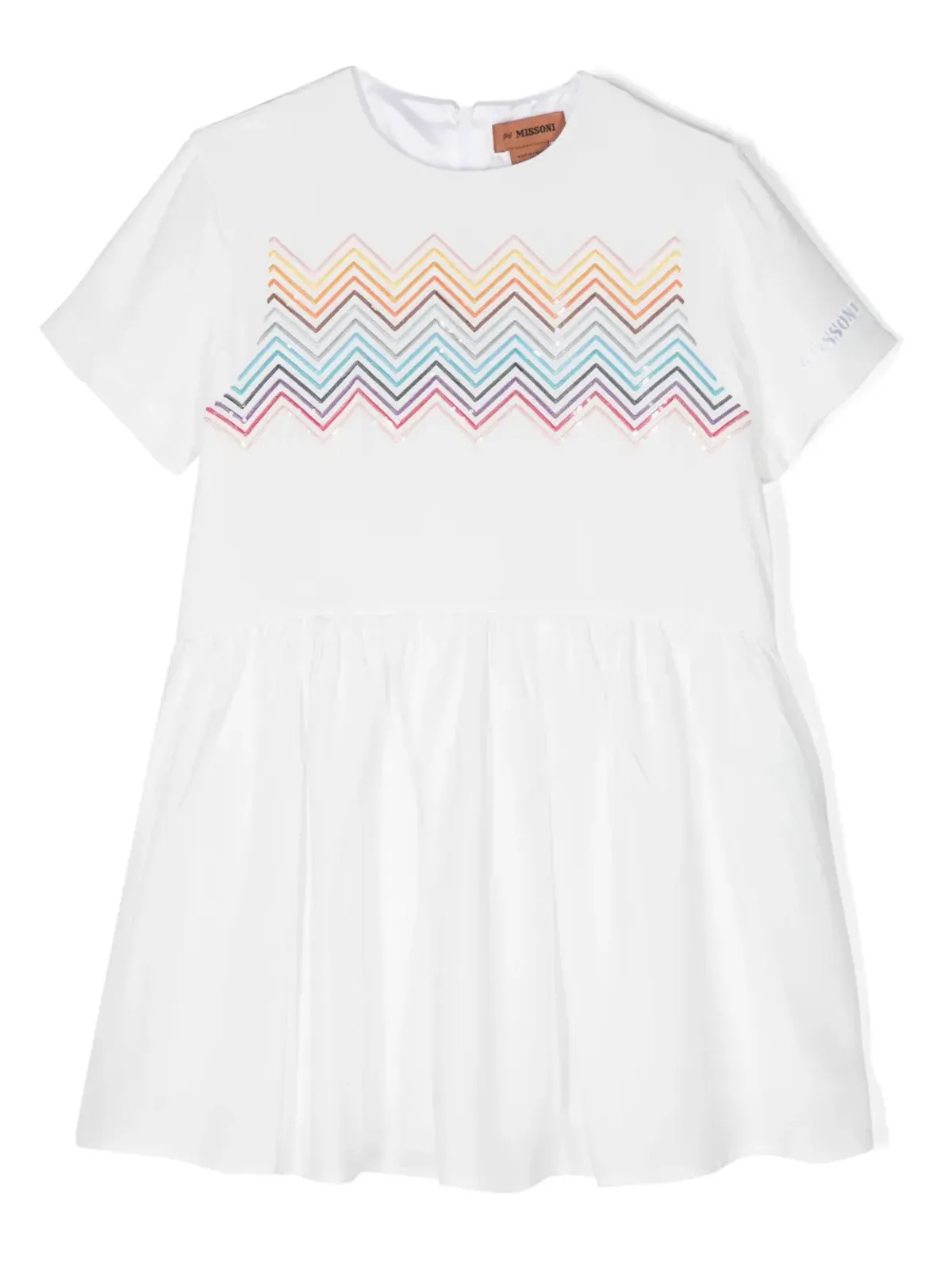 Missoni Kids zigzag-detail short-sleeve dress - White - 画像1