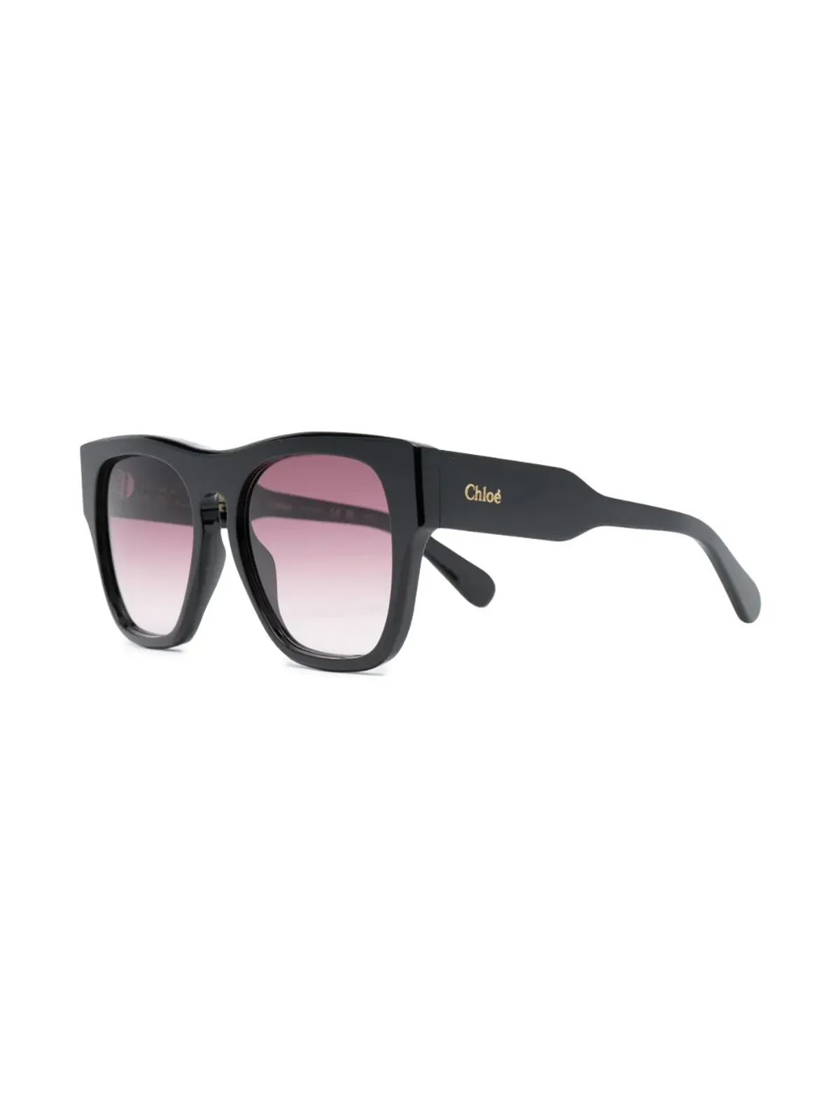 Chloé Eyewear ポリッシュドスクエアフレーム サングラス - ブラック - 画像2