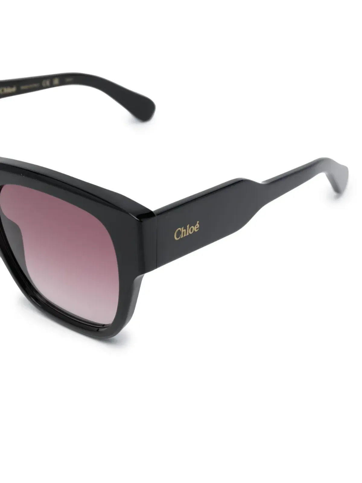 Chloé Eyewear ポリッシュドスクエアフレーム サングラス - ブラック - 画像3