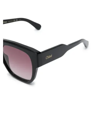 Chloé Eyewear ポリッシュドスクエアフレーム サングラス - ブラック - サムネイル3