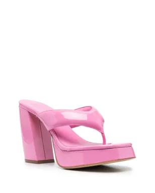 GIABORGHINI glossy-finish square-toe sandals - Pink - サムネイル2