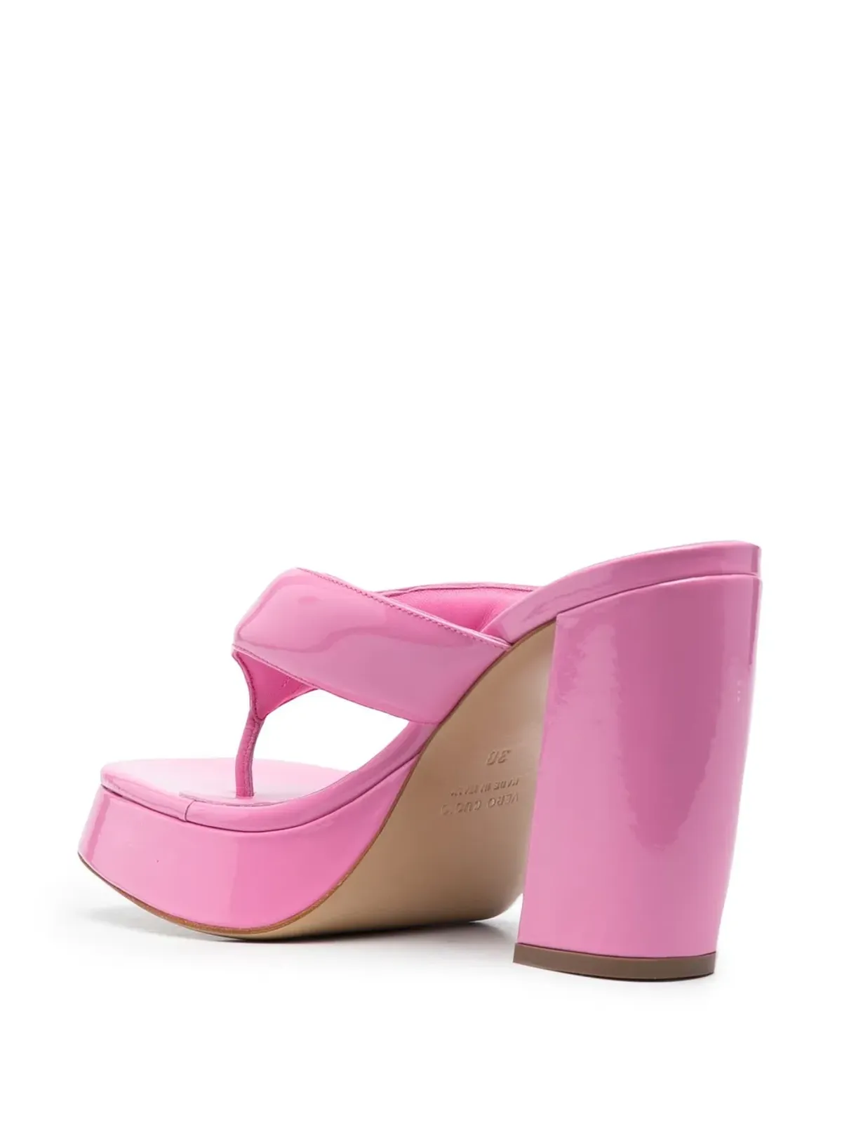 GIABORGHINI glossy-finish square-toe sandals - Pink - 画像3