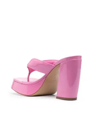 GIABORGHINI glossy-finish square-toe sandals - Pink - サムネイル3