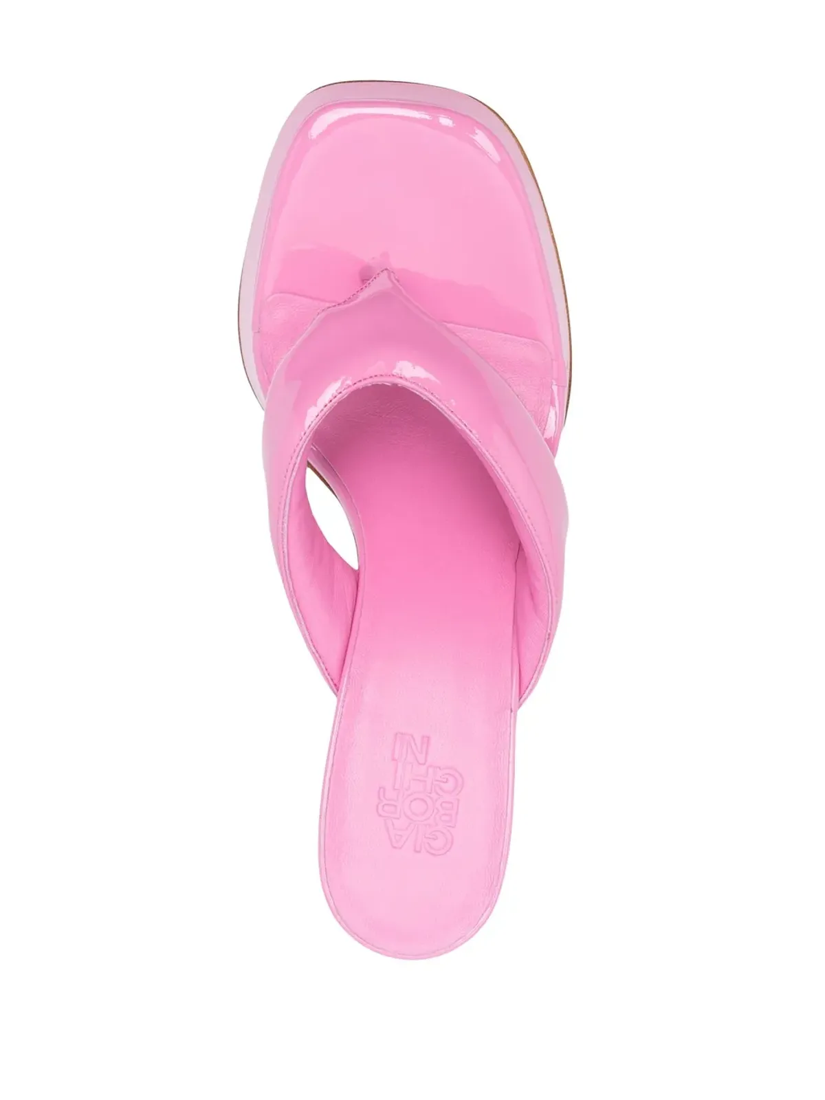 GIABORGHINI glossy-finish square-toe sandals - Pink - 画像4