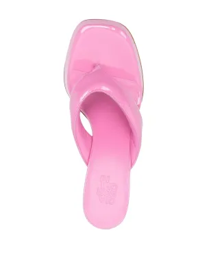 GIABORGHINI glossy-finish square-toe sandals - Pink - サムネイル4
