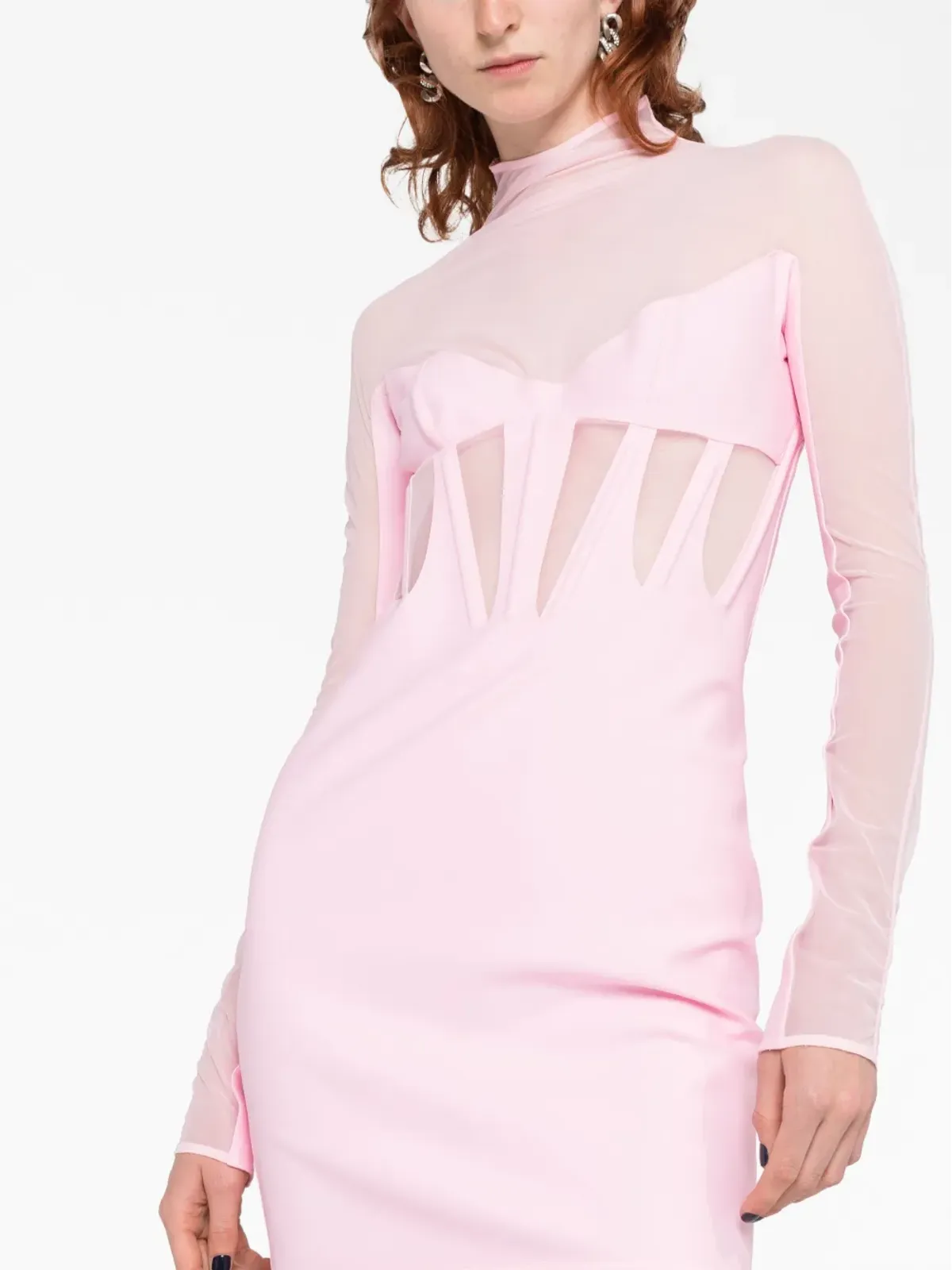 Mugler コルセット・イルージョン シアーパネル ミニドレス - 画像5