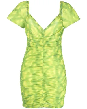 ROTATE BIRGER CHRISTENSEN タイダイ柄のギャザー入りミニドレス - サムネイル1