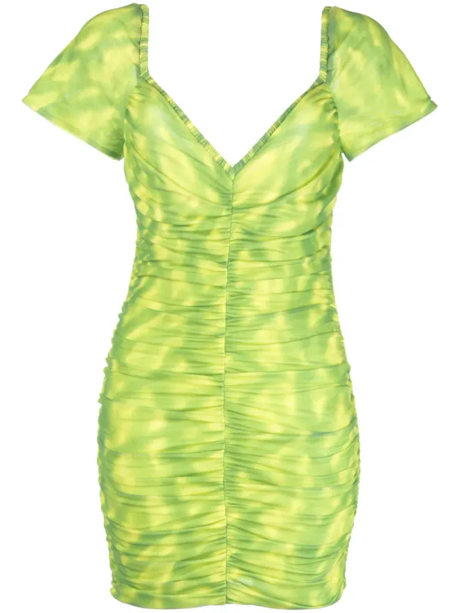 ROTATE BIRGER CHRISTENSEN ROTATE BIRGER CHRISTENSEN タイダイ柄のギャザー入りミニドレスの商品画像