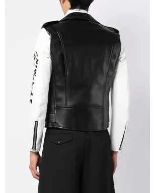 Black Comme Des Garçons コントラスト袖バイカージャケット - サムネイル5