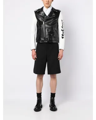 Black Comme Des Garçons コントラスト袖バイカージャケット - サムネイル2