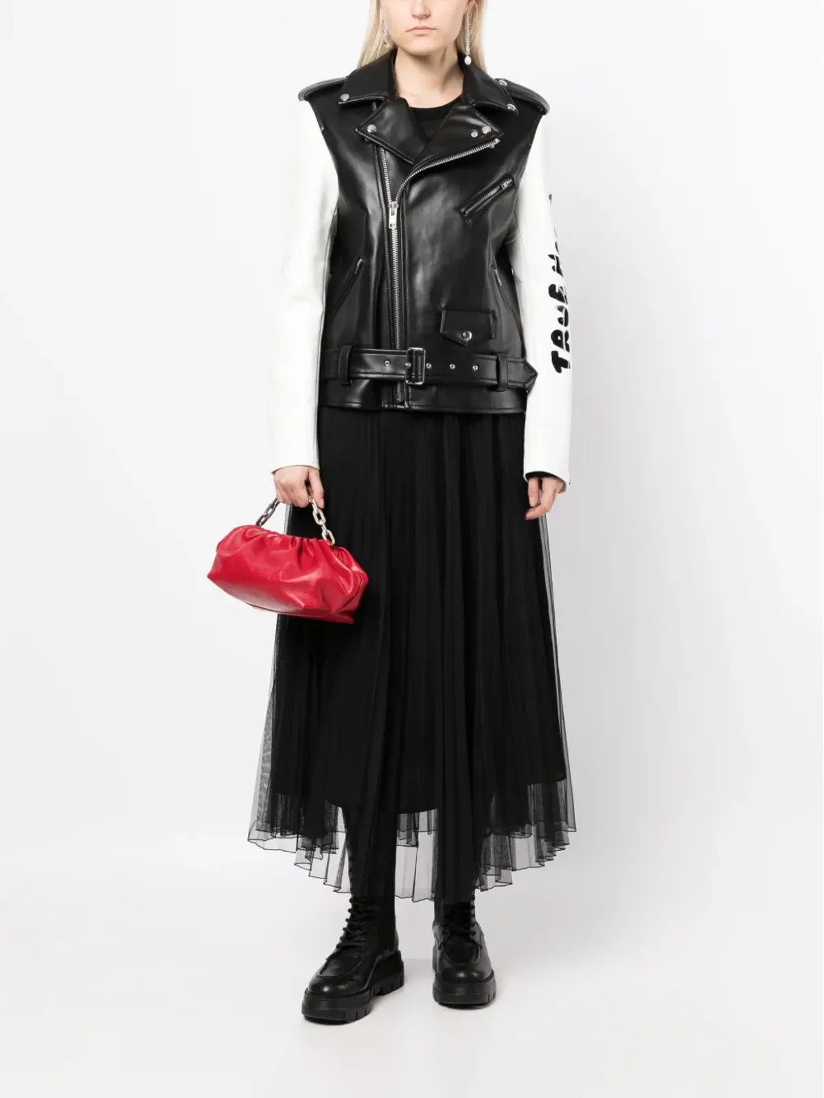 Black Comme Des Garçons コントラスト袖バイカージャケット - 画像3