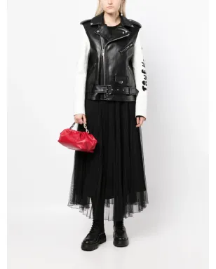 Black Comme Des Garçons コントラスト袖バイカージャケット - サムネイル3
