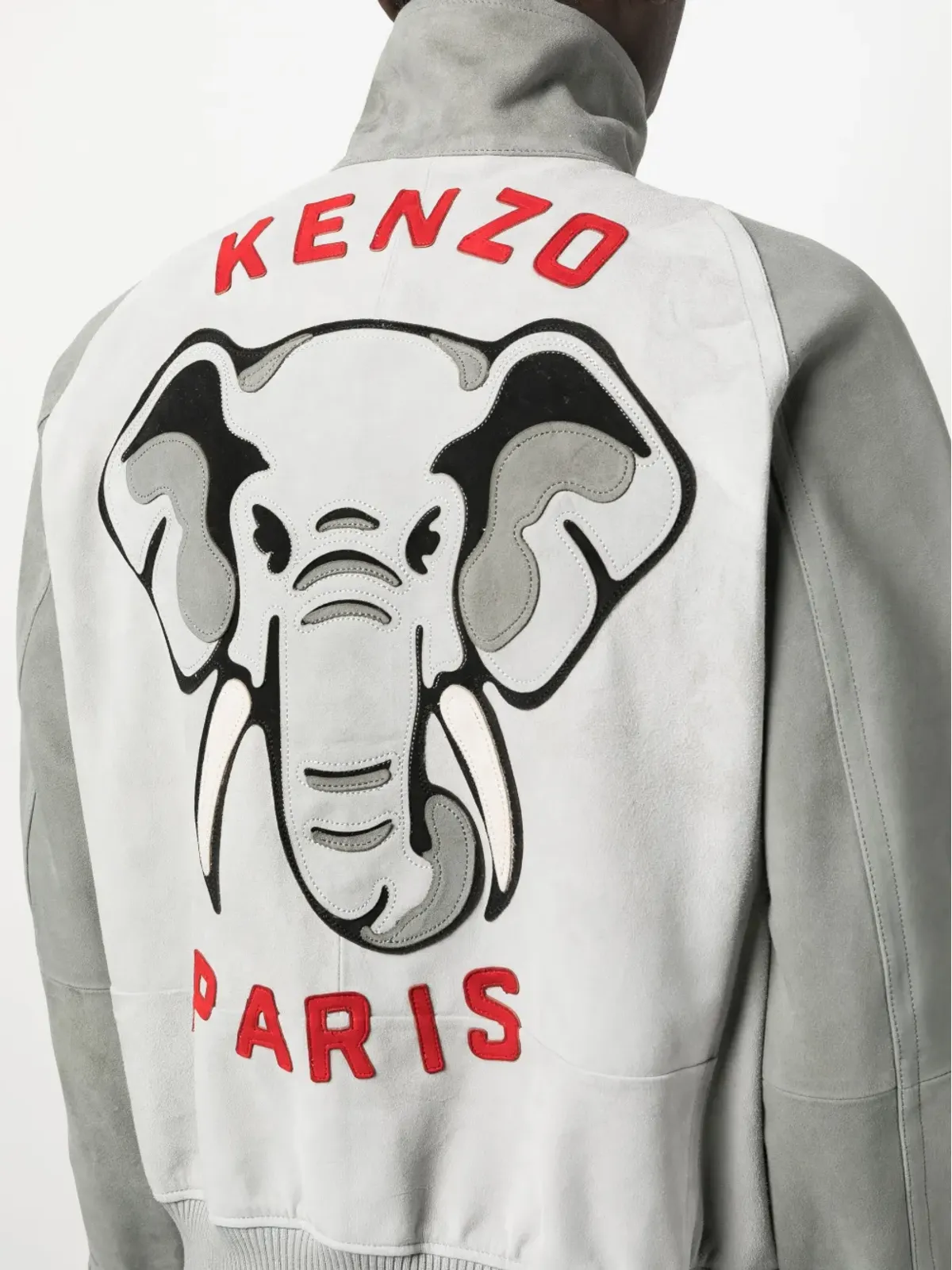 Kenzo カラーブロック ロゴプリント ボンバー ジャケット（グレー） - 画像5
