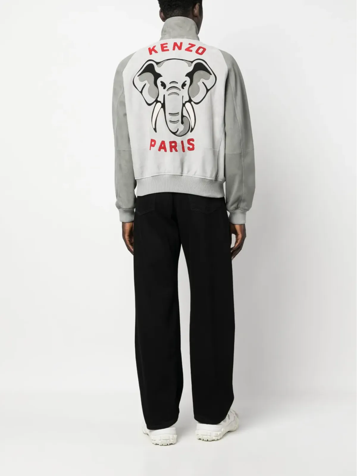 Kenzo カラーブロック ロゴプリント ボンバー ジャケット（グレー） - 画像2