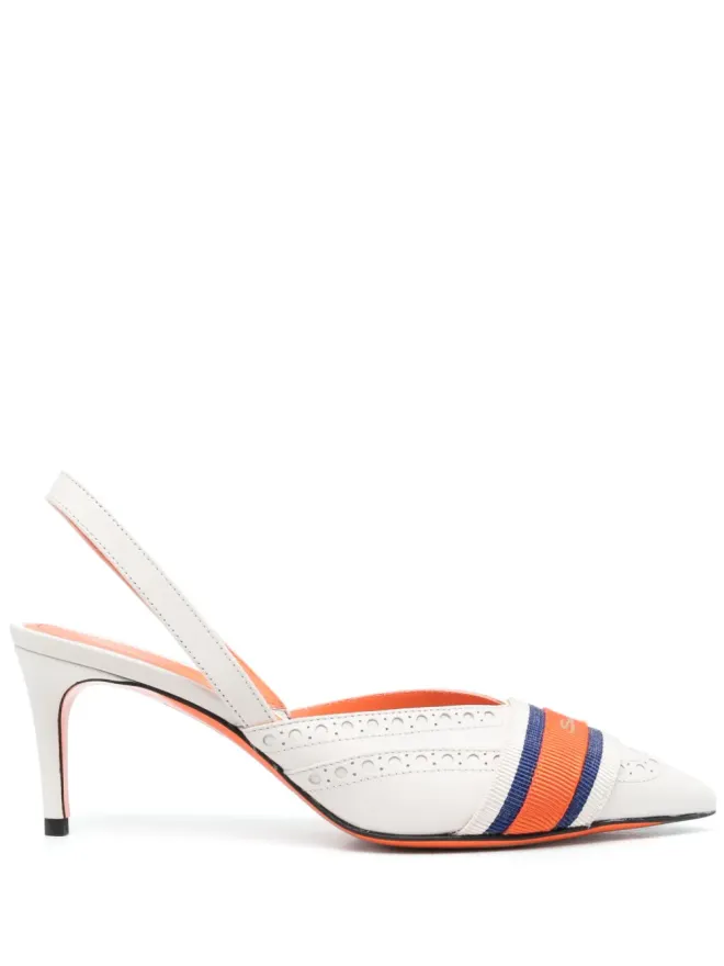 Santoni Santoni ロゴテープ付きスリングバックパンプスの商品画像