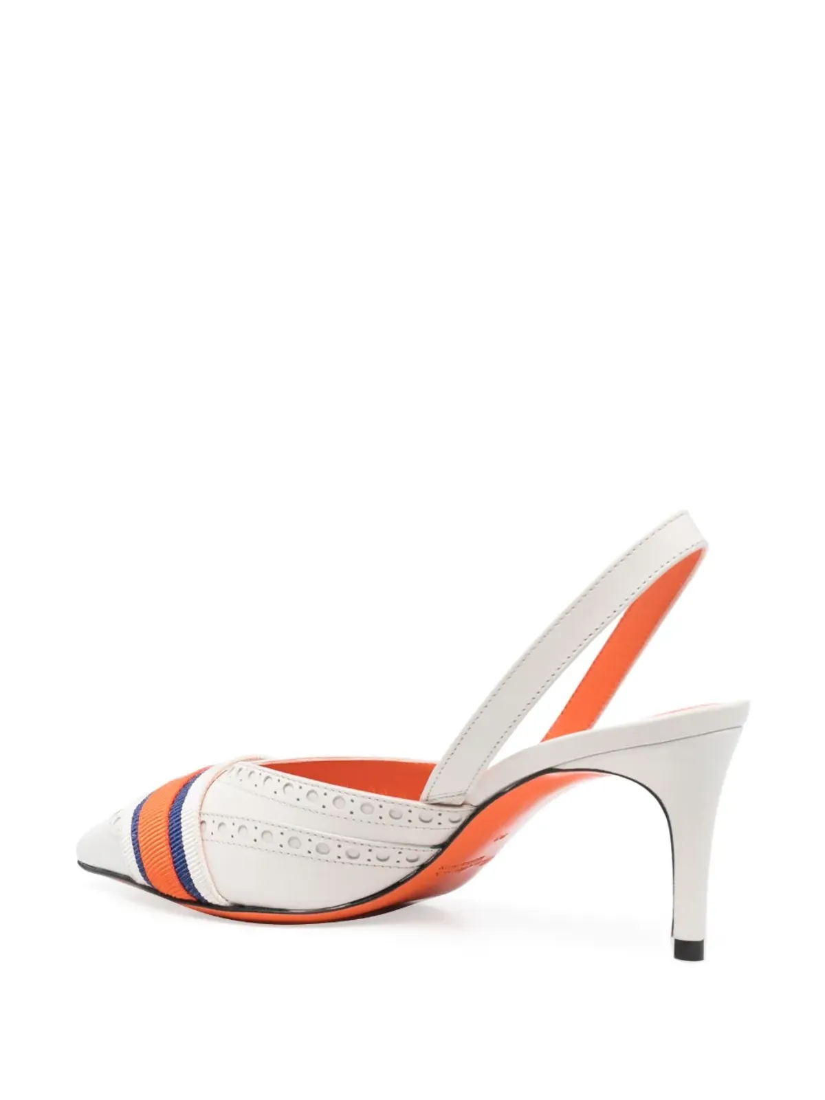 Santoni ロゴテープ付きスリングバックパンプス - 画像3