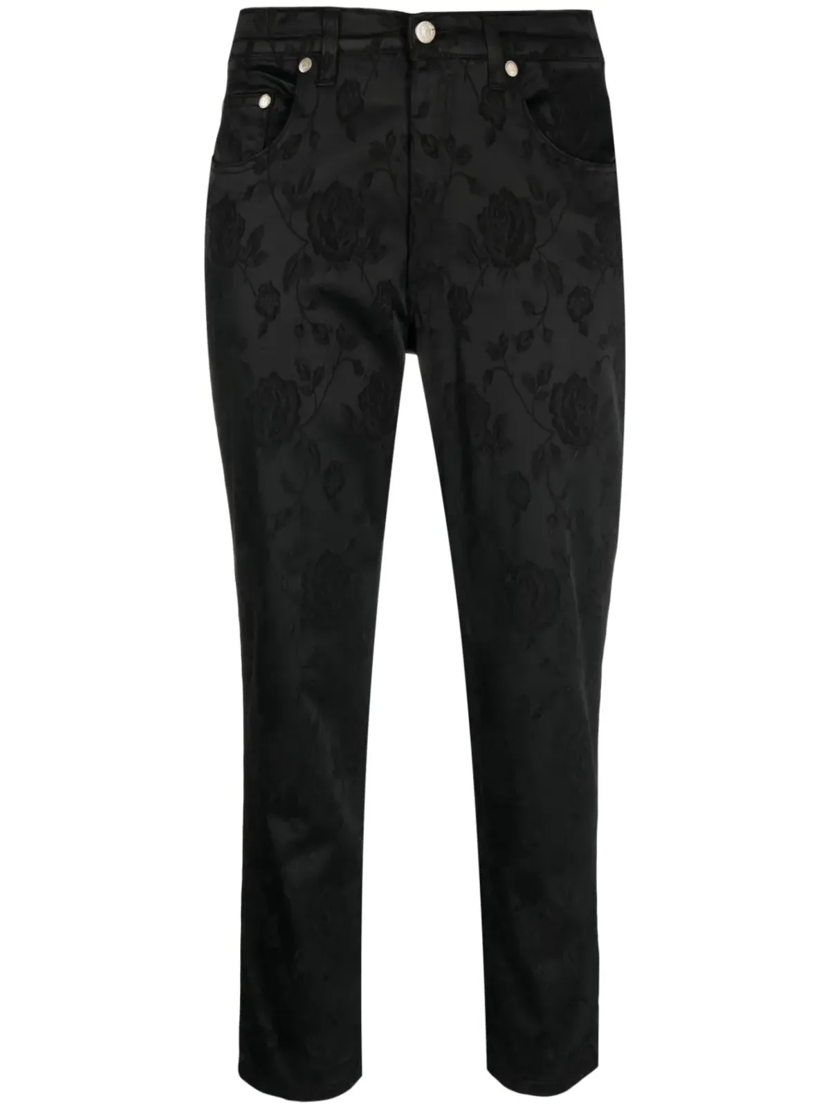 Versace Pre-Owned 2000s フローラルジャカード クロップドパンツ - ブラック - 画像1